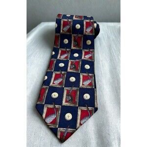 Robert Talbott Silk Tie Mens Blue Red Foulard Golf USA Classic Necktie